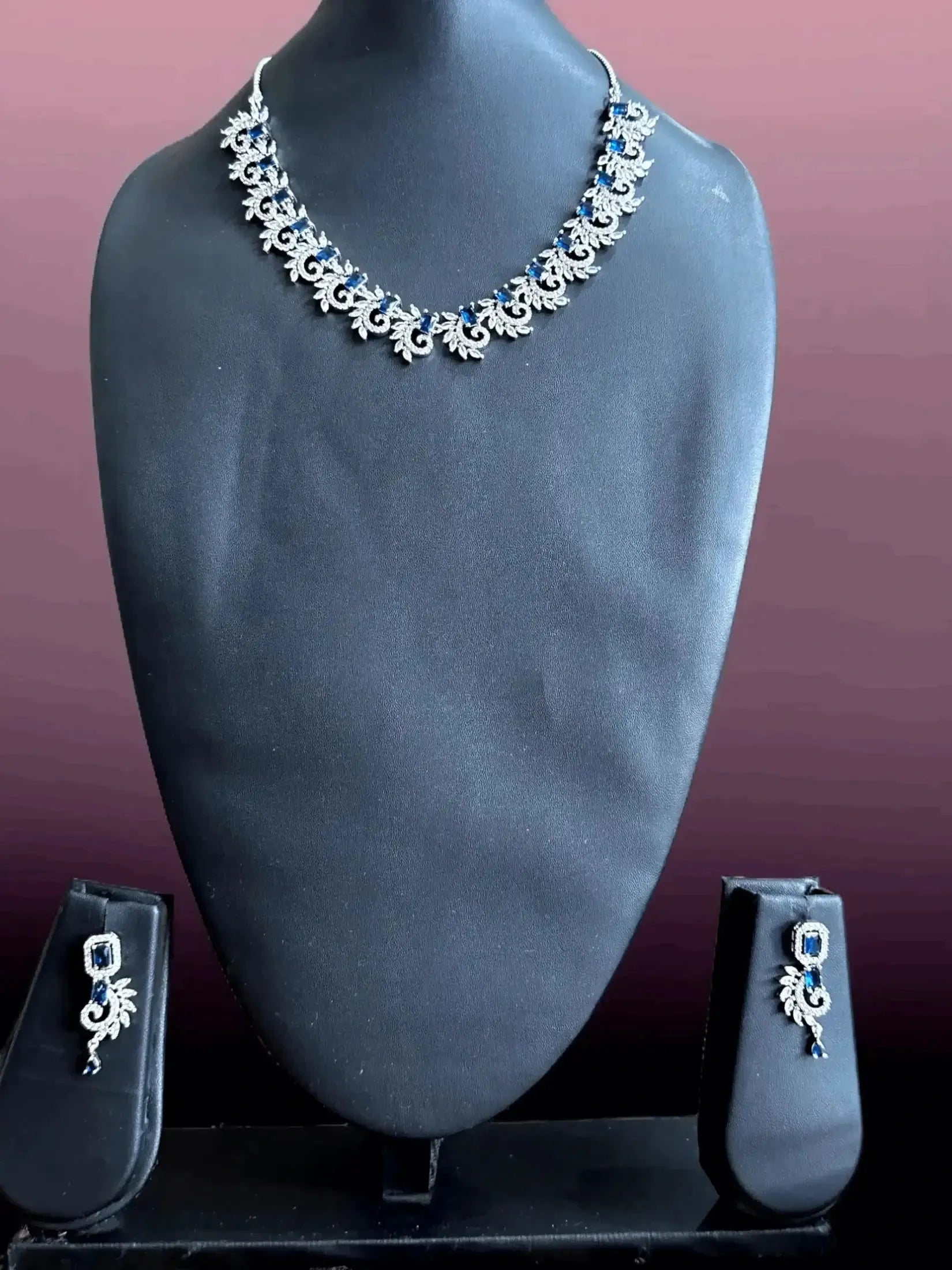 Midnight Bloom Sapphire Necklace Set.