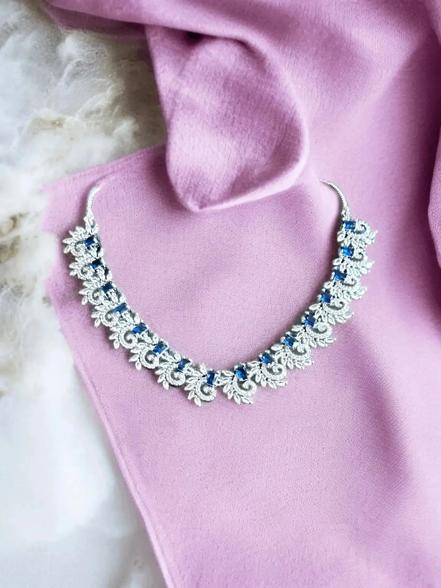 Midnight Bloom Sapphire Necklace Set.