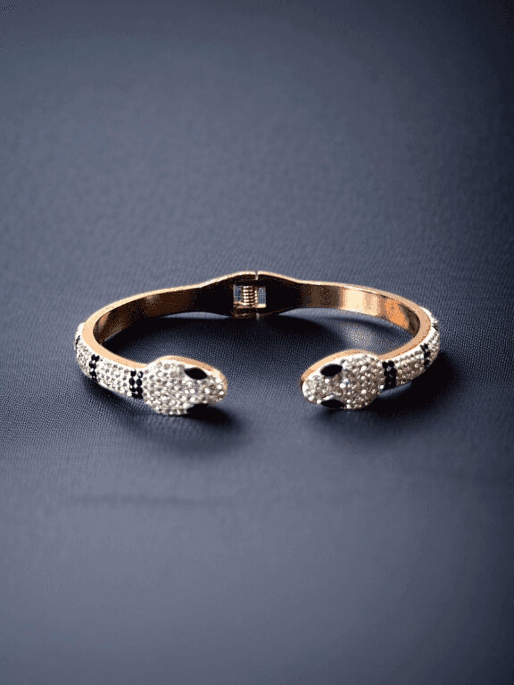 Glamorous Two Headed Snake Bracelet with Rhinestones.